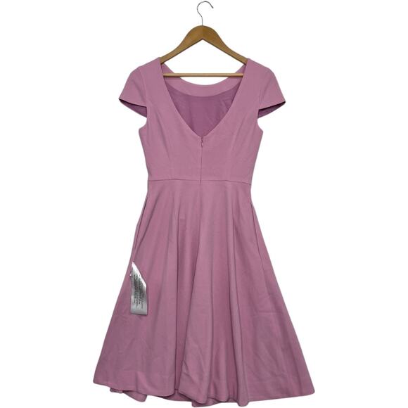 Dress The Population Livia Dress Womens Small Pink Midi Cap Sleeve Fit Flare - Picture 3 of 16